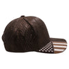 PB270 Shiny Camo Perforated US Flag Embroidery Visor. Featuring a sleek brown design with a stylish shiny camo US flag embroidery on the visor cap