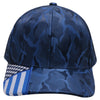 PB270 Shiny Camo Perforated US Flag Embroidery Visor. Featuring a sleek royal blue design with a stylish shiny camo US flag embroidery on the visor cap