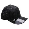 PB270TX Black Shiny Camo Perforated Texas Flag Embroidery Visor cap