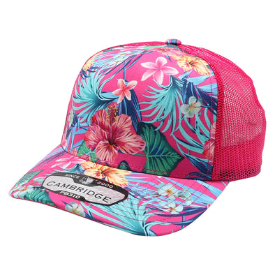 PB310 Pitbull Cambridge 5 Panel Mesh Back Floral Snapback [Pink]