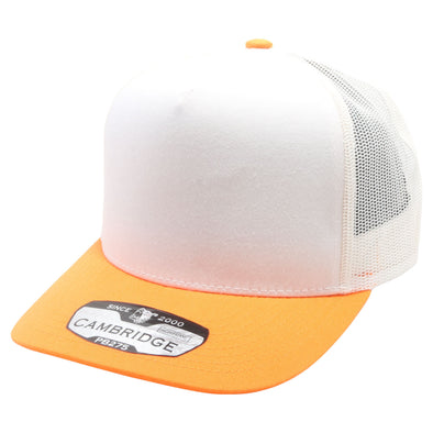 PB275 Pitbull Cambridge 5 Panel Meshback [White/Orange]