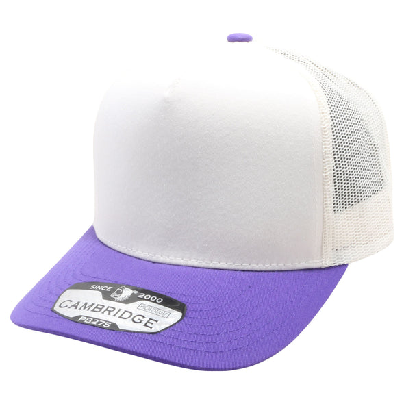 PB275 Pitbull Cambridge 5 Panel Meshback [White/Purple]