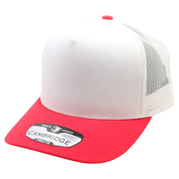 PB275 Pitbull Cambridge 5 Panel Meshback [White/Red]