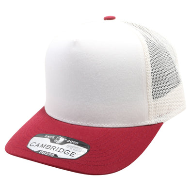 PB275 Pitbull Cambridge 5 Panel Meshback [White/Burgundy]