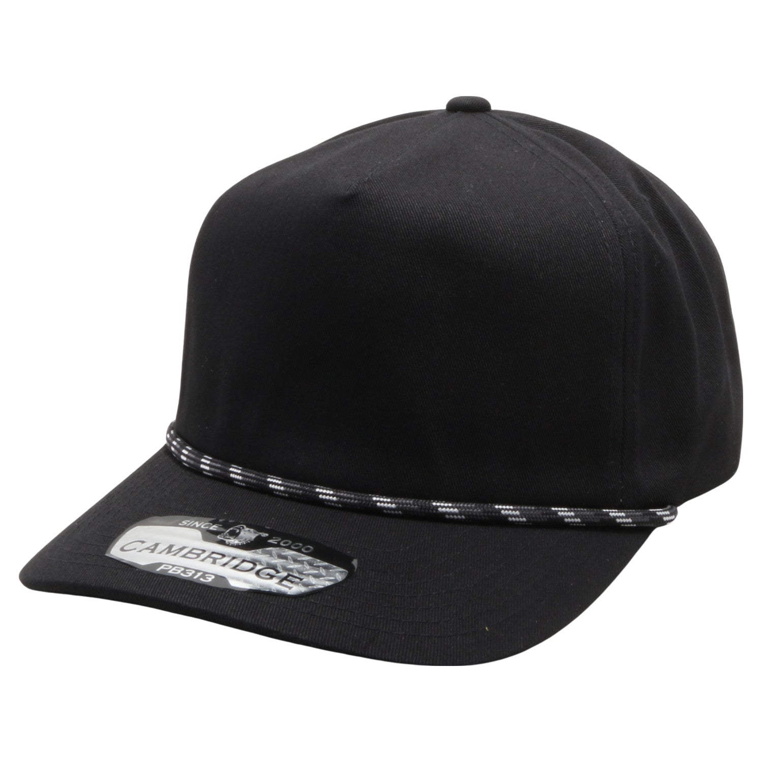 PB313 Five Panel Rope Unstructured [Black] – CHOICE CAP, INC.