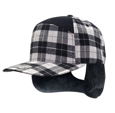 Plaid Camper Ear Flap [White/Black]