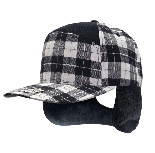Plaid Camper Ear Flap [White/Black]