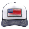 5013 Pitbull U.S. Flag Sponge Rope Trucker Hat [White/Navy]