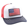 5013 Pitbull U.S. Flag Sponge Rope Trucker Hat [White/Red/Navy]