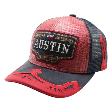 2323 Straw Hat Austin [Wine/Navy]
