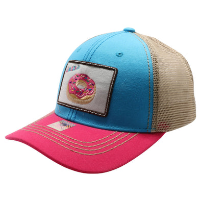FD2 Pit Bull Amaze In Life Donut1 Patch Trucker Hat[Blue/Khaki/H.Pink]