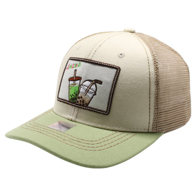 FD2 Pit Bull Amaze In Life Boba1 Patch Trucker Hat[Stone/Cream/Lime]