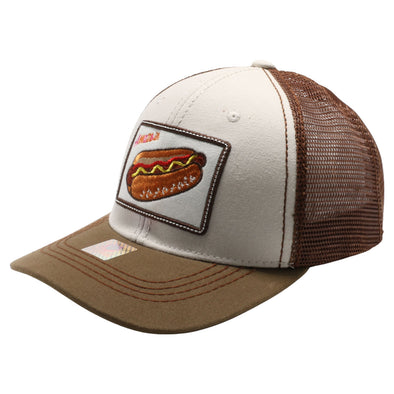 FD2 Pit Bull Amaze In Life Hot Dog Patch Trucker Hat[Stone/Brown/Olive]
