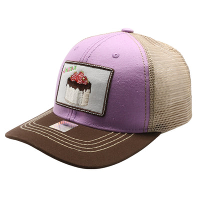 FD2 Pit Bull Amaze In Life Cake7 Patch Trucker Hat[Lavender/Khaki/Brown]