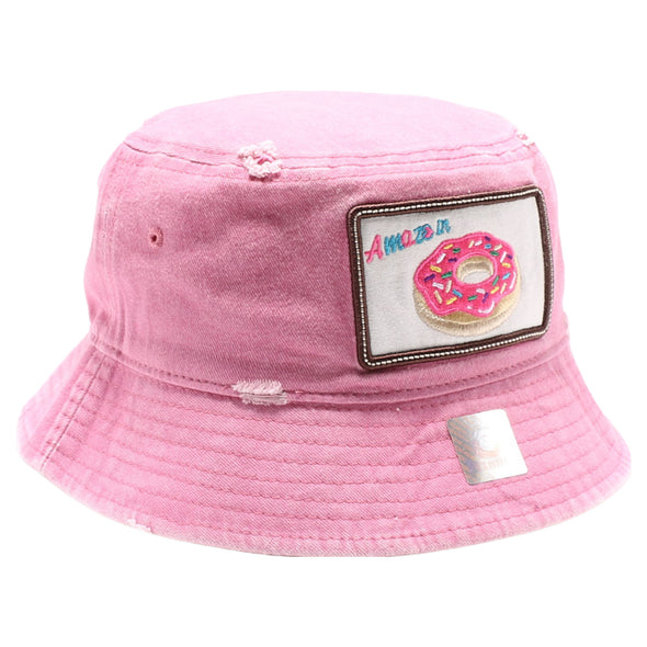 FD1 Pit Bull Amaze In Life Donut1 Patch Vintage Bucket [PG.Pink]