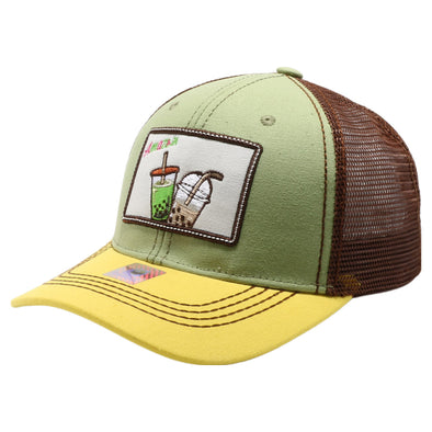 FD2 Pit Bull Amaze In Life Boba1 Patch Trucker Hat[Lime/Brown/Yellow]