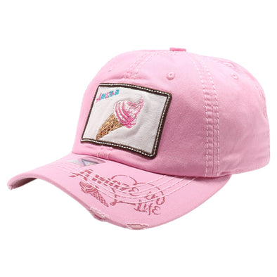 FD3 Pit Bull Amaze In Life Ice Cream3 Patch Washed Cotton Hat[L.Pink]