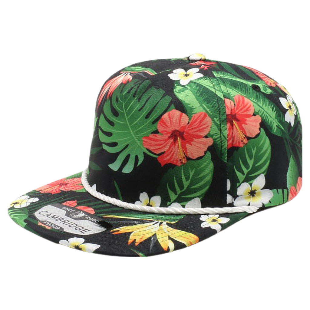 PB309 Pitbull Cambridge 5 Panel Unstructured Floral Rope Hat