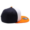 PB105 Flat Bill Tri Color Snapback [White/Navy/Orange]