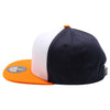 PB105 Flat Bill Tri Color Snapback [White/Navy/Orange]