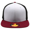 PB105 Flat Bill Tri Color Snapback [White/Black/Burgundy]