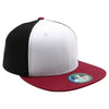 PB105 Flat Bill Tri Color Snapback [White/Black/Burgundy]