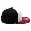 PB105 Flat Bill Tri Color Snapback [White/Black/Burgundy]