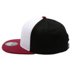 PB105 Flat Bill Tri Color Snapback [White/Black/Burgundy]