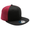 PB105 Flat Bill Tri Color Snapback [Black/Burgundy]