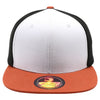 PB105 Flat Bill Tri Color Snapback [White/Black/B.Orange]