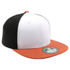 PB105 Flat Bill Tri Color Snapback [White/Black/B.Orange]