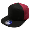 PB105 Flat Bill Tri Color Snapback [Black/Burgundy]