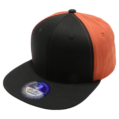 PB105 Flat Bill Tri Color Snapback [Black/B.Orange]