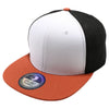 PB105 Flat Bill Tri Color Snapback [White/Black/B.Orange]