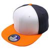 PB105 Flat Bill Tri Color Snapback [White/Navy/Orange]