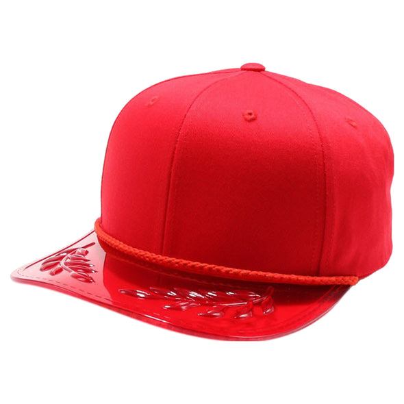 PB316 Cotton 6 Panel Transparent Bay Leaf Visor [Red]