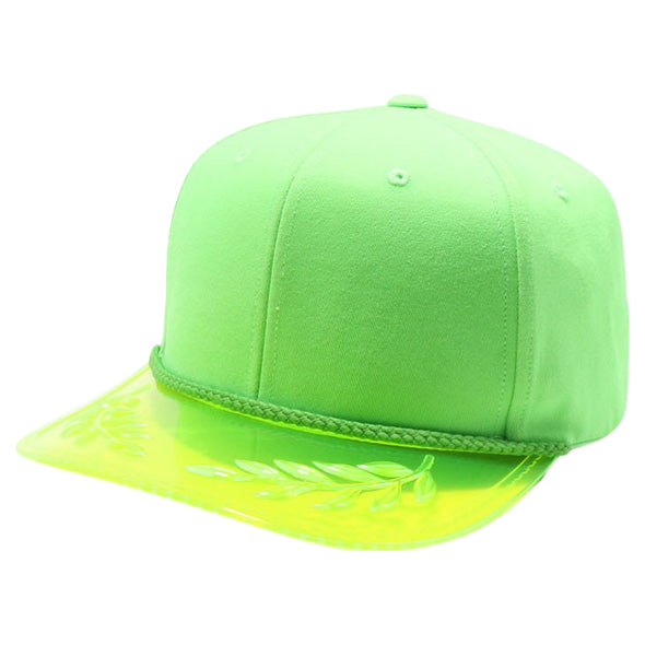 PB316 Cotton 6 Panel Transparent Bay Leaf Visor [Neon Green]