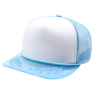 PB315 Five Panel Sponge Trucker with Transparent Bayleaf Visor [White/Sky]&nbsp;