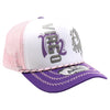 ZDVI07 AMAZE-IN ZODIAC VIRGO ROPE SPONGE TRUCKER [WHITE/PURPLE/PINK]