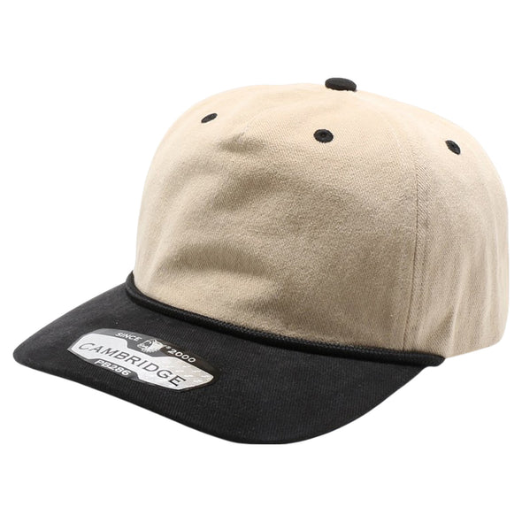 PB286 Five Panel Khaki Two-Tone Rope Unstructured [Khaki/Black]