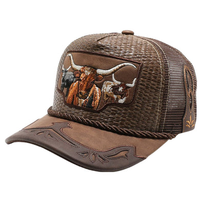 Straw Amaze In Animal Longhorn Hat (Brown)