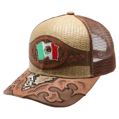 New Straw MX Flag Hat (Khaki/Brown)