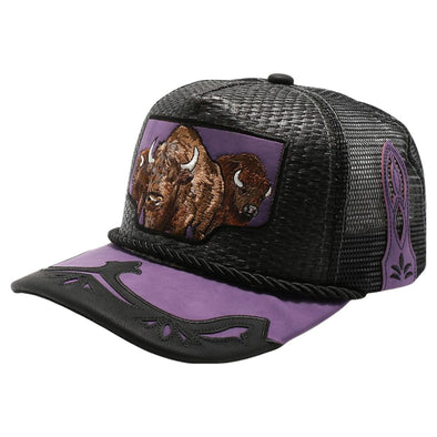 Straw Amaze In Animal Buffalo Hat (Black/Purple)