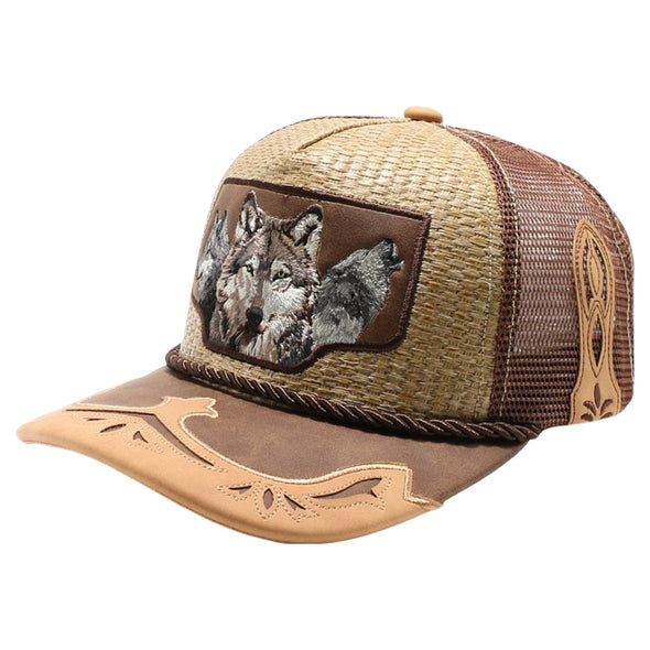 Straw Amaze In Animal Wolf Hat (Khaki/Brown)