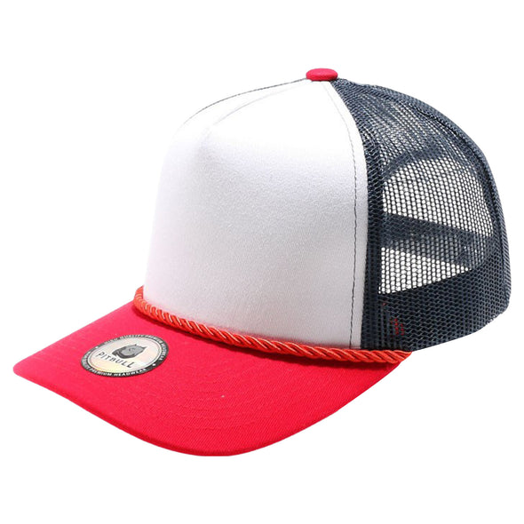 Cambridge Print Visor Rope USA Flag Hat (White/Navy/Red)
