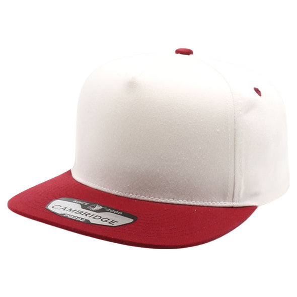 PB292 Two Tone 5-Panel Snapback Hat (Cream/Burgundy)