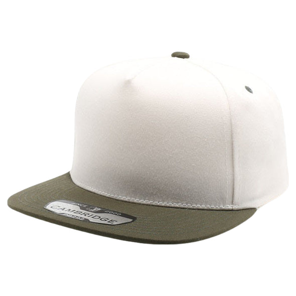 PB292 Two Tone 5-Panel Snapback Hat (Cream/Olive)