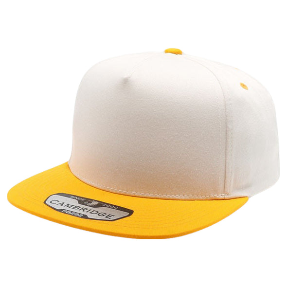 PB292 Two Tone 5-Panel Snapback Hat (Cream/Gold)