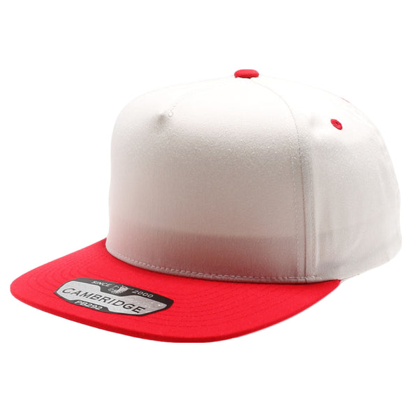 PB292 Two Tone 5-Panel Snapback Hat (Cream/Red)