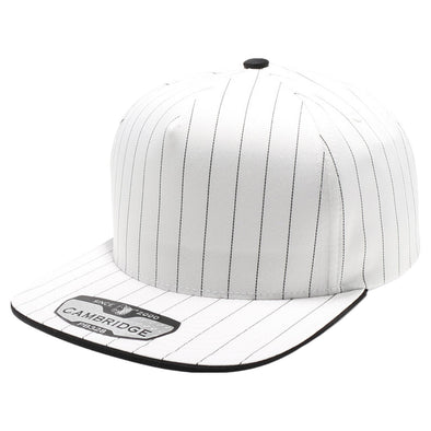 PB328 5-Panel Pinstripe Snapback Hat (White/Black)